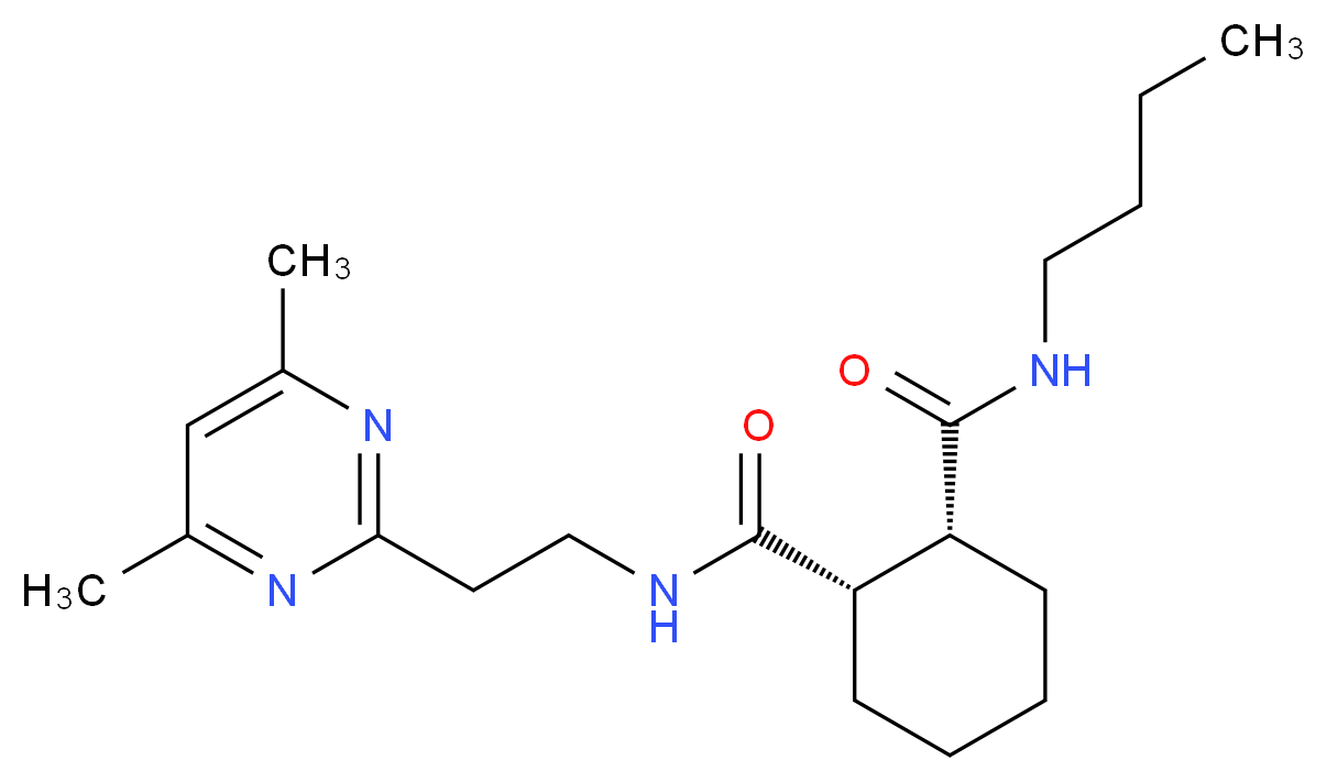 (1R*,2S*)-N-butyl-N'-[2-(4,6-dimethyl-2-pyrimidinyl)ethyl]-1,2-cyclohexanedicarboxamide_分子结构_CAS_)
