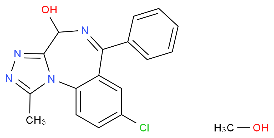 12-chloro-3-methyl-9-phenyl-2,4,5,8-tetraazatricyclo[8.4.0.0<sup>2</sup>,<sup>6</sup>]tetradeca-1(10),3,5,8,11,13-hexaen-7-ol; methanol_分子结构_CAS_30896-57-2