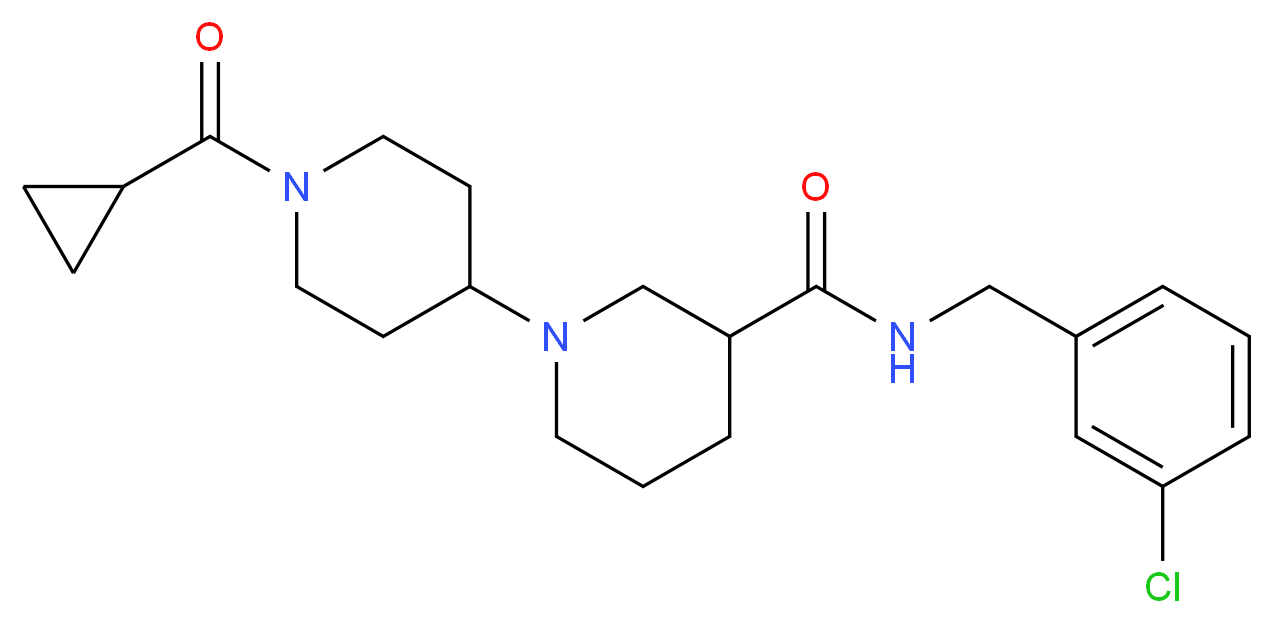 N-(3-chlorobenzyl)-1'-(cyclopropylcarbonyl)-1,4'-bipiperidine-3-carboxamide_分子结构_CAS_)