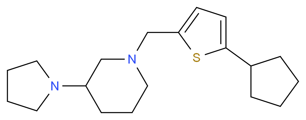 1-[(5-cyclopentyl-2-thienyl)methyl]-3-(1-pyrrolidinyl)piperidine_分子结构_CAS_)