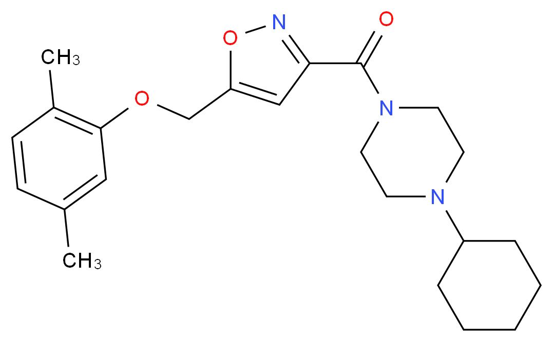1-cyclohexyl-4-({5-[(2,5-dimethylphenoxy)methyl]-3-isoxazolyl}carbonyl)piperazine_分子结构_CAS_)