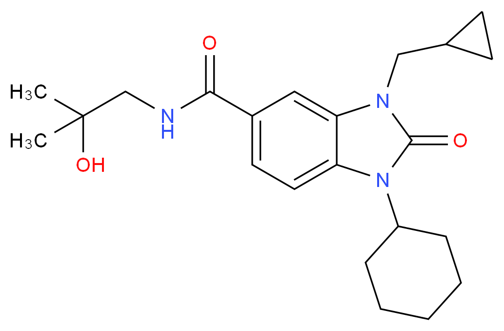 1-cyclohexyl-3-(cyclopropylmethyl)-N-(2-hydroxy-2-methylpropyl)-2-oxo-2,3-dihydro-1H-benzimidazole-5-carboxamide_分子结构_CAS_)