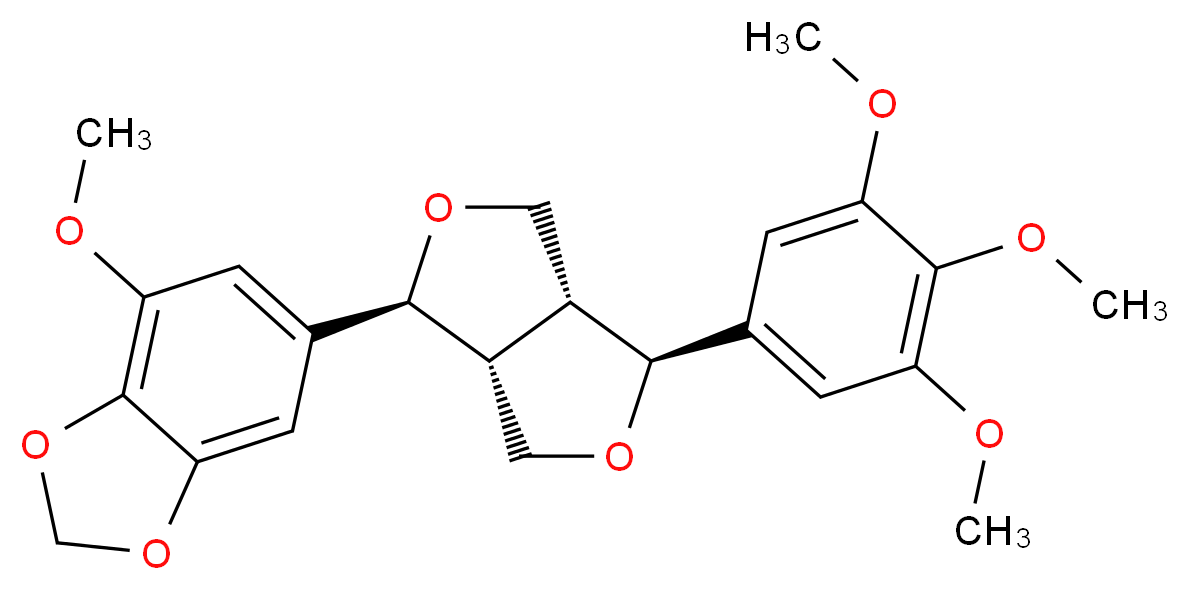 6-[(1S,3aR,4S,6aR)-4-(3,4,5-trimethoxyphenyl)-hexahydrofuro[3,4-c]furan-1-yl]-4-methoxy-2H-1,3-benzodioxole_分子结构_CAS_77394-27-5