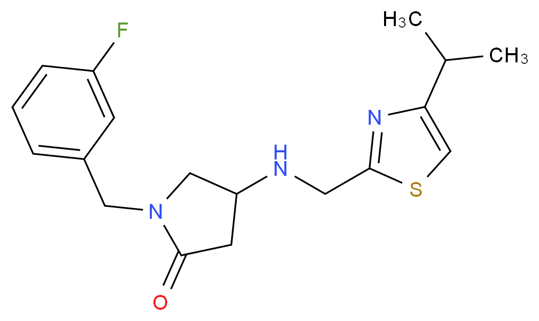 1-(3-fluorobenzyl)-4-{[(4-isopropyl-1,3-thiazol-2-yl)methyl]amino}-2-pyrrolidinone_分子结构_CAS_)