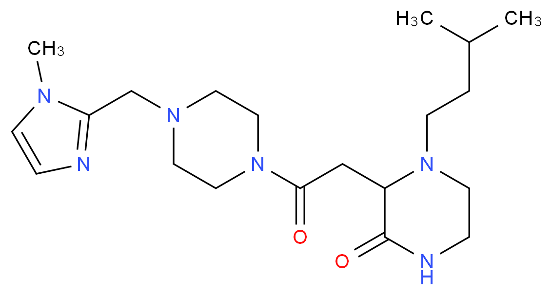 4-(3-methylbutyl)-3-(2-{4-[(1-methyl-1H-imidazol-2-yl)methyl]-1-piperazinyl}-2-oxoethyl)-2-piperazinone_分子结构_CAS_)