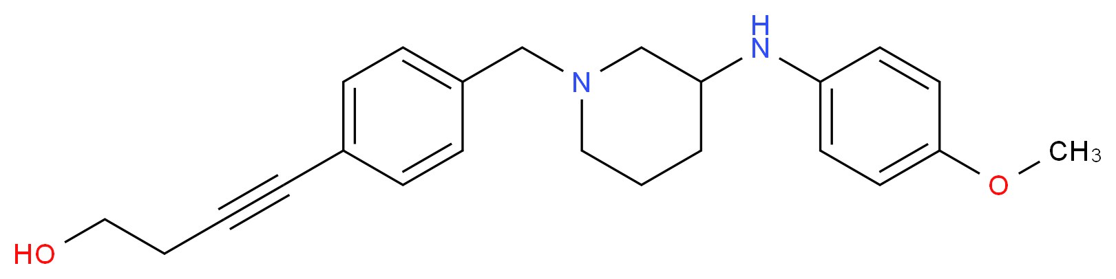 4-[4-({3-[(4-methoxyphenyl)amino]-1-piperidinyl}methyl)phenyl]-3-butyn-1-ol_分子结构_CAS_)