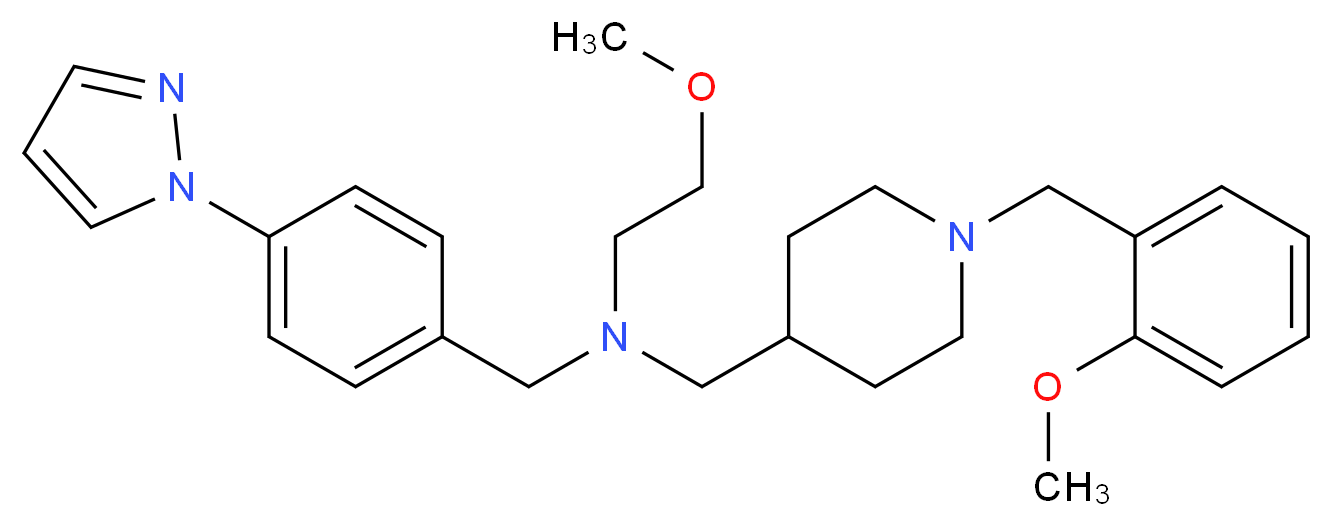 2-methoxy-N-{[1-(2-methoxybenzyl)-4-piperidinyl]methyl}-N-[4-(1H-pyrazol-1-yl)benzyl]ethanamine_分子结构_CAS_)