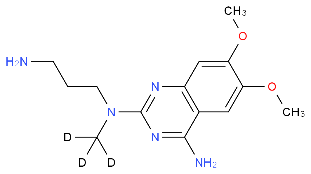 2-N-(3-aminopropyl)-6,7-dimethoxy-2-N-(<sup>2</sup>H<sub>3</sub>)methylquinazoline-2,4-diamine_分子结构_CAS_1189922-32-4