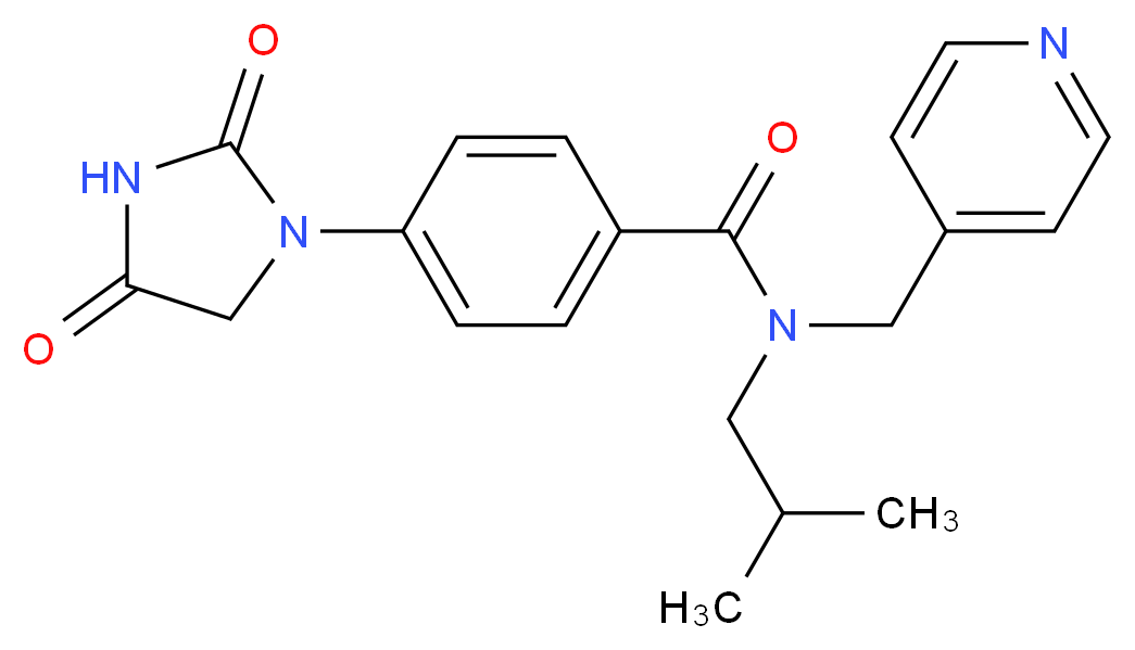 4-(2,4-dioxoimidazolidin-1-yl)-N-isobutyl-N-(pyridin-4-ylmethyl)benzamide_分子结构_CAS_)
