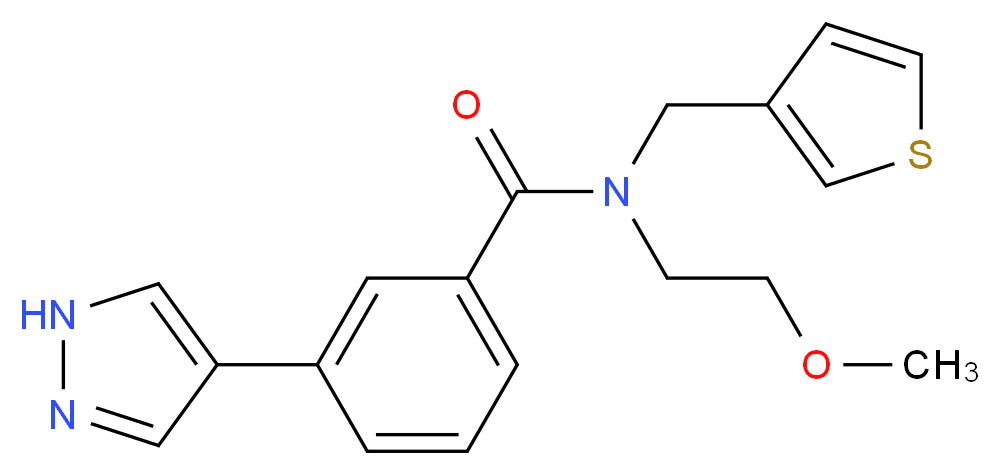 N-(2-methoxyethyl)-3-(1H-pyrazol-4-yl)-N-(3-thienylmethyl)benzamide_分子结构_CAS_)