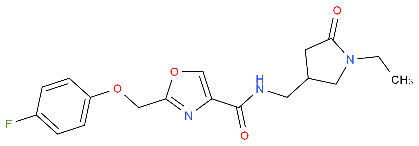 N-[(1-ethyl-5-oxopyrrolidin-3-yl)methyl]-2-[(4-fluorophenoxy)methyl]-1,3-oxazole-4-carboxamide_分子结构_CAS_)