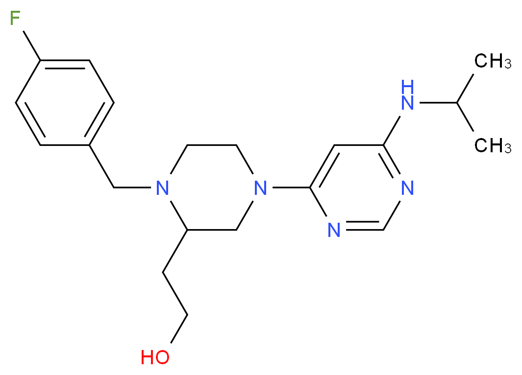 2-{1-(4-fluorobenzyl)-4-[6-(isopropylamino)-4-pyrimidinyl]-2-piperazinyl}ethanol_分子结构_CAS_)