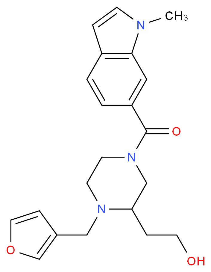 2-{1-(3-furylmethyl)-4-[(1-methyl-1H-indol-6-yl)carbonyl]-2-piperazinyl}ethanol_分子结构_CAS_)
