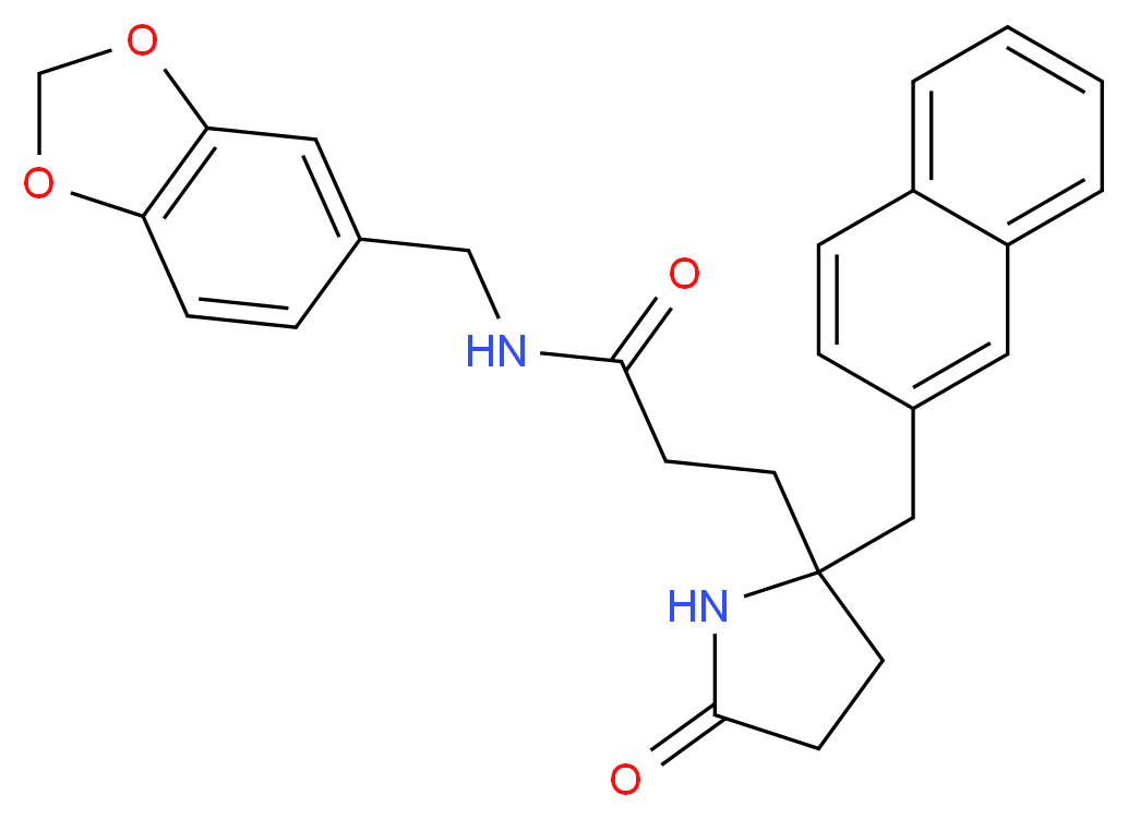 N-(1,3-benzodioxol-5-ylmethyl)-3-[2-(2-naphthylmethyl)-5-oxo-2-pyrrolidinyl]propanamide_分子结构_CAS_)
