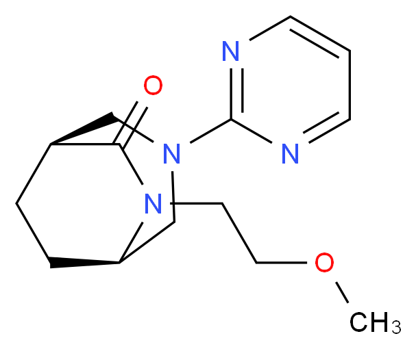 (1S*,5R*)-6-(2-methoxyethyl)-3-pyrimidin-2-yl-3,6-diazabicyclo[3.2.2]nonan-7-one_分子结构_CAS_)