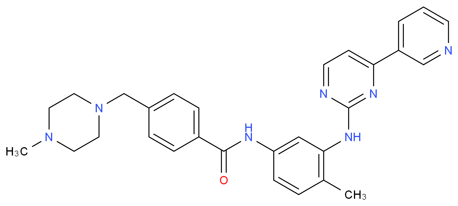 N-(4-methyl-3-{[4-(pyridin-3-yl)pyrimidin-2-yl]amino}phenyl)-4-[(4-methylpiperazin-1-yl)methyl]benzamide_分子结构_CAS_152459-95-5