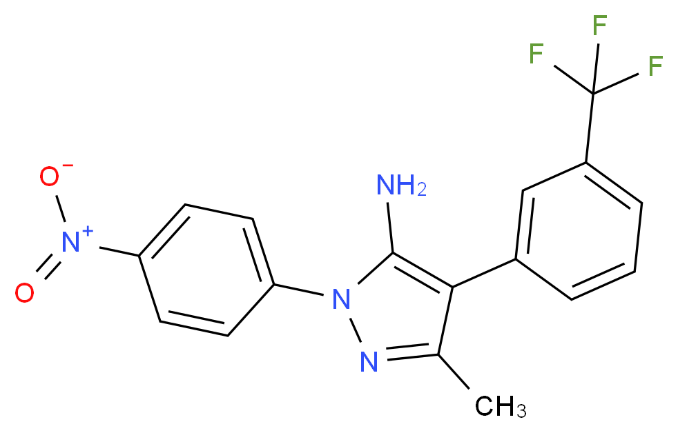 3-Methyl-1-(4-nitrophenyl)-4-[3-(trifluoromethyl)-phenyl]-1H-pyrazol-5-ylamine_分子结构_CAS_)