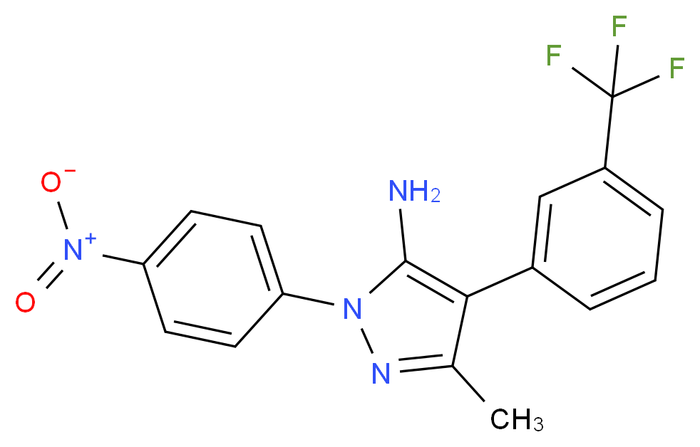 3-Methyl-1-(4-nitrophenyl)-4-[3-(trifluoromethyl)phenyl]-1H-pyrazol-5-amine_分子结构_CAS_)