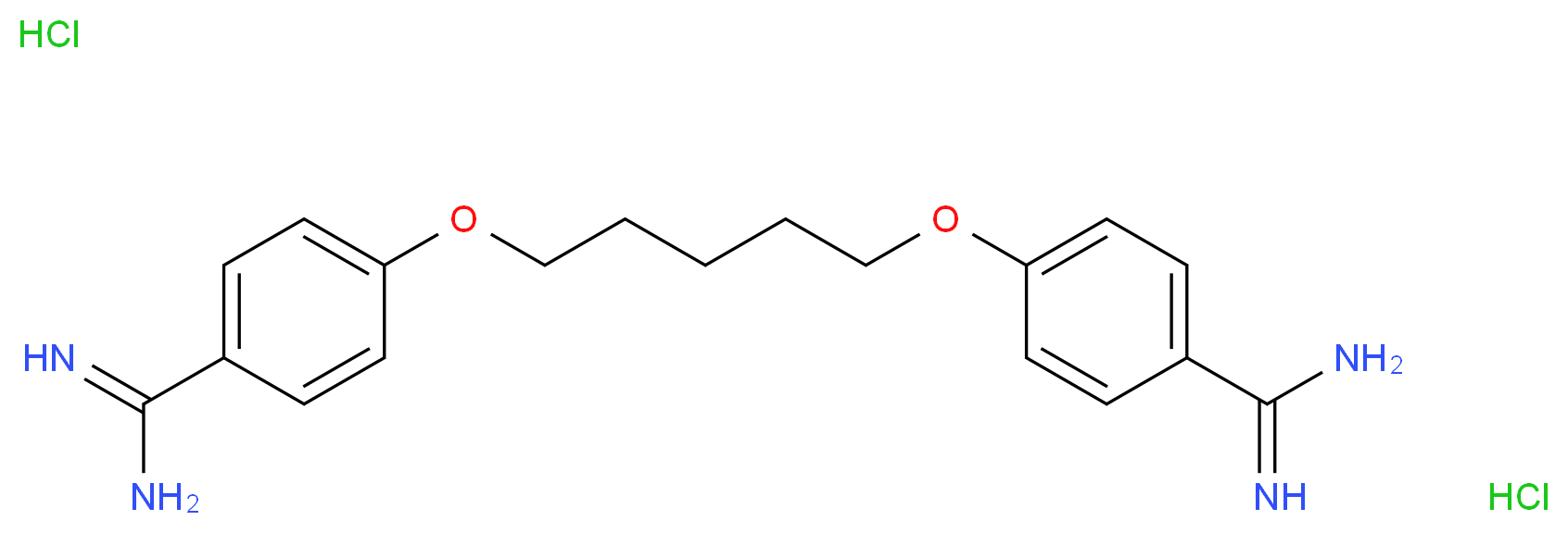4-{[5-(4-carbamimidoylphenoxy)pentyl]oxy}benzene-1-carboximidamide dihydrochloride_分子结构_CAS_50357-45-4
