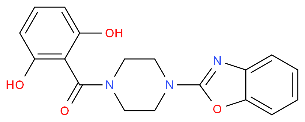 2-{[4-(1,3-benzoxazol-2-yl)piperazin-1-yl]carbonyl}benzene-1,3-diol_分子结构_CAS_)