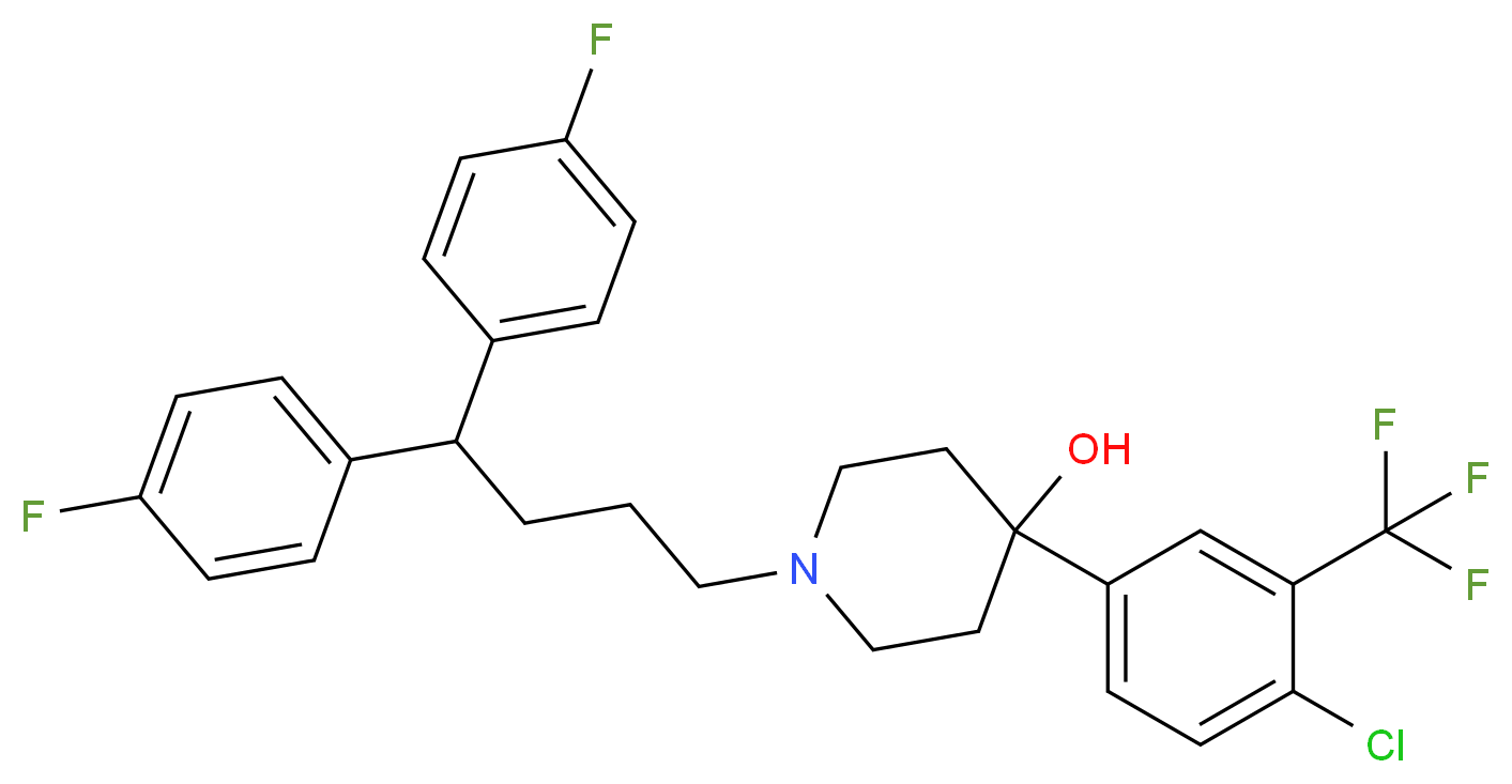 1-[4,4-bis(4-fluorophenyl)butyl]-4-[4-chloro-3-(trifluoromethyl)phenyl]piperidin-4-ol_分子结构_CAS_26864-56-2