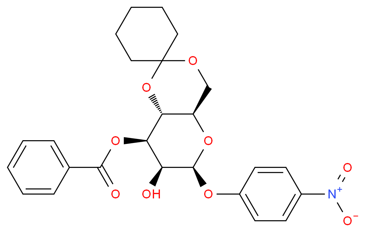 (4'aR,6'S,7'S,8'R,8'aR)-7'-hydroxy-6'-(4-nitrophenoxy)-hexahydrospiro[cyclohexane-1,2'-pyrano[3,2-d][1,3]dioxine]-8'-yl benzoate_分子结构_CAS_102717-17-9