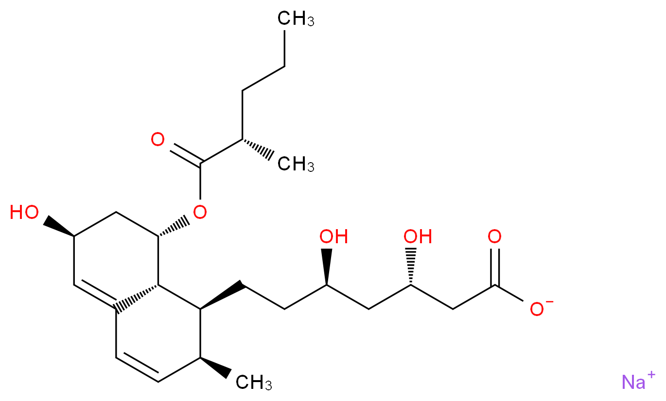 sodium (3S,5R)-7-[(1S,2S,6S,8S,8aR)-6-hydroxy-2-methyl-8-{[(2S)-2-methylpentanoyl]oxy}-1,2,6,7,8,8a-hexahydronaphthalen-1-yl]-3,5-dihydroxyheptanoate_分子结构_CAS_159225-12-4