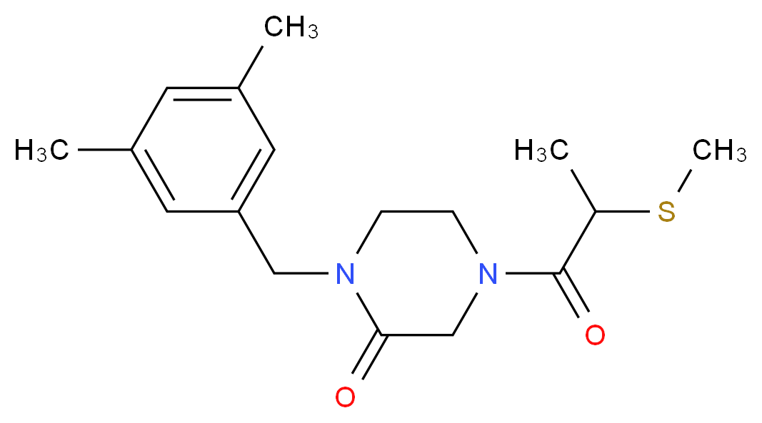 1-(3,5-dimethylbenzyl)-4-[2-(methylthio)propanoyl]-2-piperazinone_分子结构_CAS_)