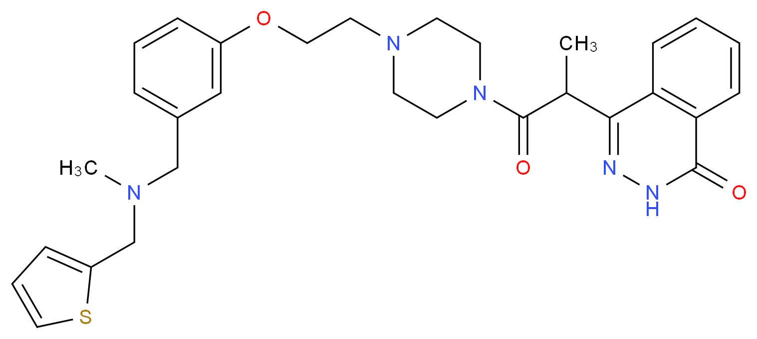 4-(1-methyl-2-{4-[2-(3-{[methyl(2-thienylmethyl)amino]methyl}phenoxy)ethyl]-1-piperazinyl}-2-oxoethyl)-1(2H)-phthalazinone_分子结构_CAS_)