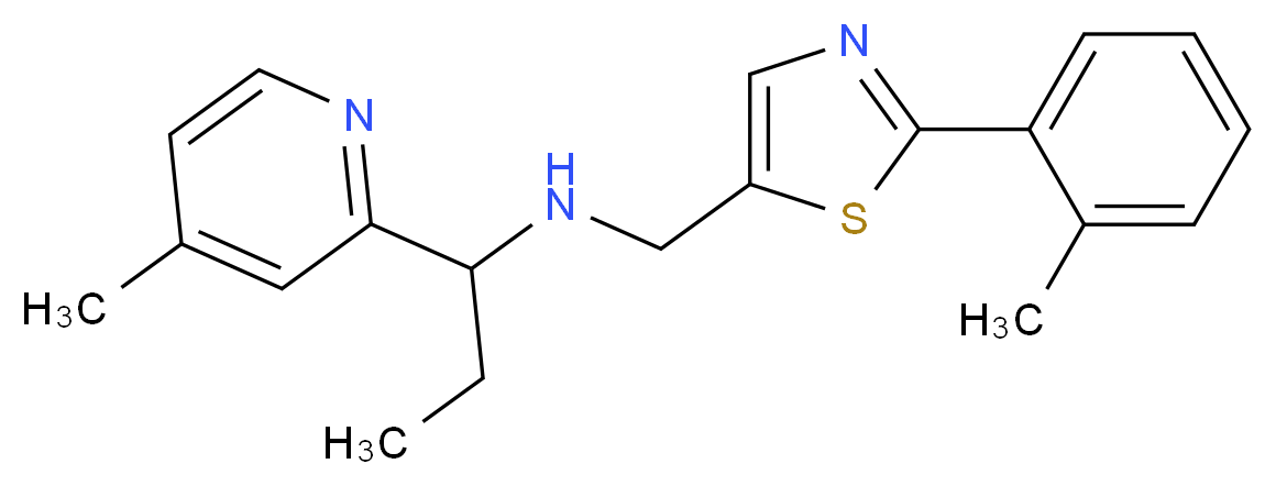 N-{[2-(2-methylphenyl)-1,3-thiazol-5-yl]methyl}-1-(4-methylpyridin-2-yl)propan-1-amine_分子结构_CAS_)