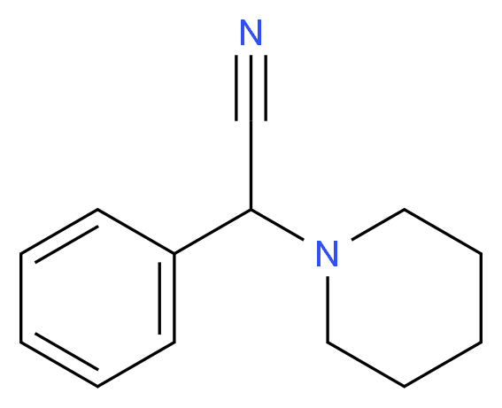 2-phenyl-2-(piperidin-1-yl)acetonitrile_分子结构_CAS_5766-79-0