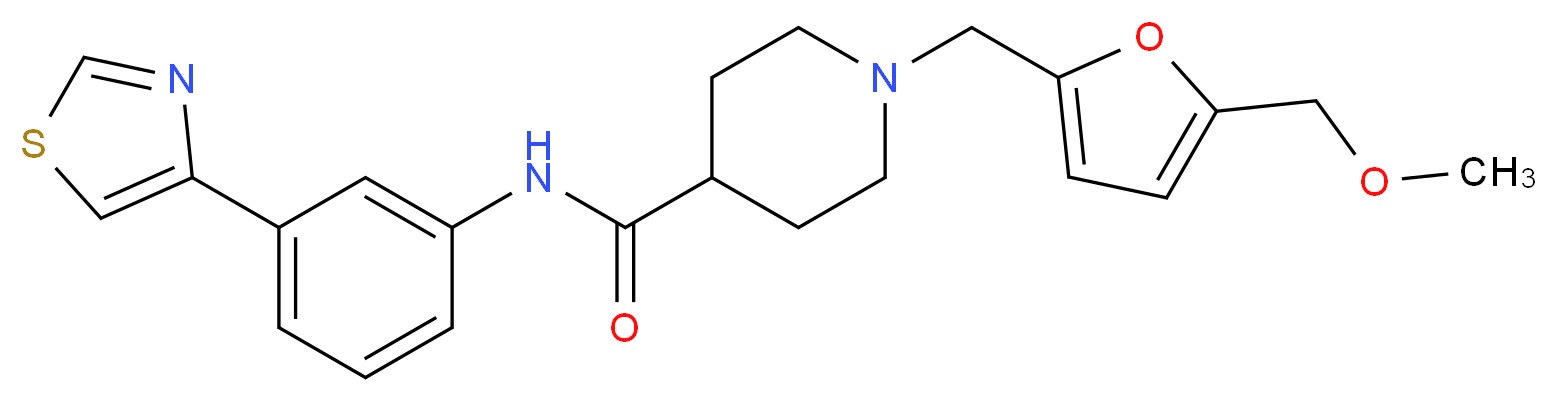 1-{[5-(methoxymethyl)-2-furyl]methyl}-N-[3-(1,3-thiazol-4-yl)phenyl]-4-piperidinecarboxamide_分子结构_CAS_)