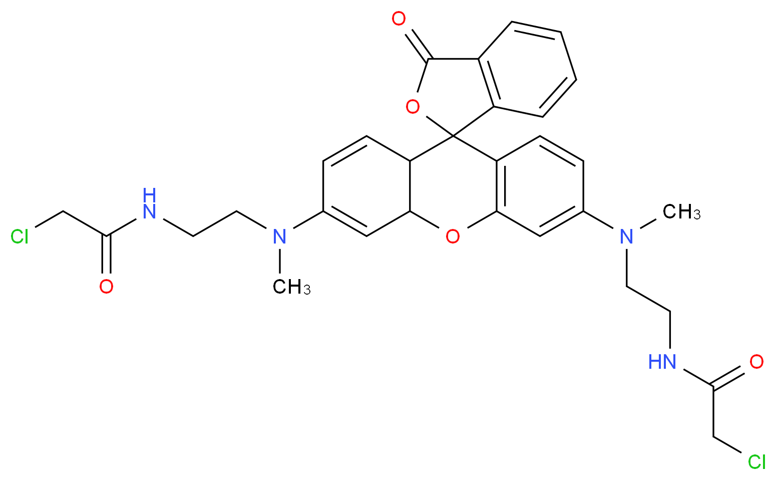 N,N'-Bis[2-(chloroacetamido)ethyl]-N,N'-dimethyl Rhodamine_分子结构_CAS_1022050-89-0)