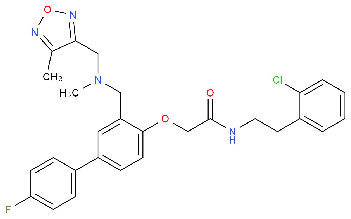 N-[2-(2-chlorophenyl)ethyl]-2-{[4'-fluoro-3-({methyl[(4-methyl-1,2,5-oxadiazol-3-yl)methyl]amino}methyl)-4-biphenylyl]oxy}acetamide_分子结构_CAS_)