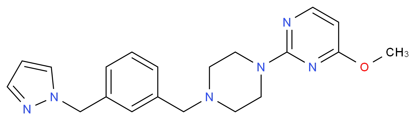 4-methoxy-2-{4-[3-(1H-pyrazol-1-ylmethyl)benzyl]piperazin-1-yl}pyrimidine_分子结构_CAS_)
