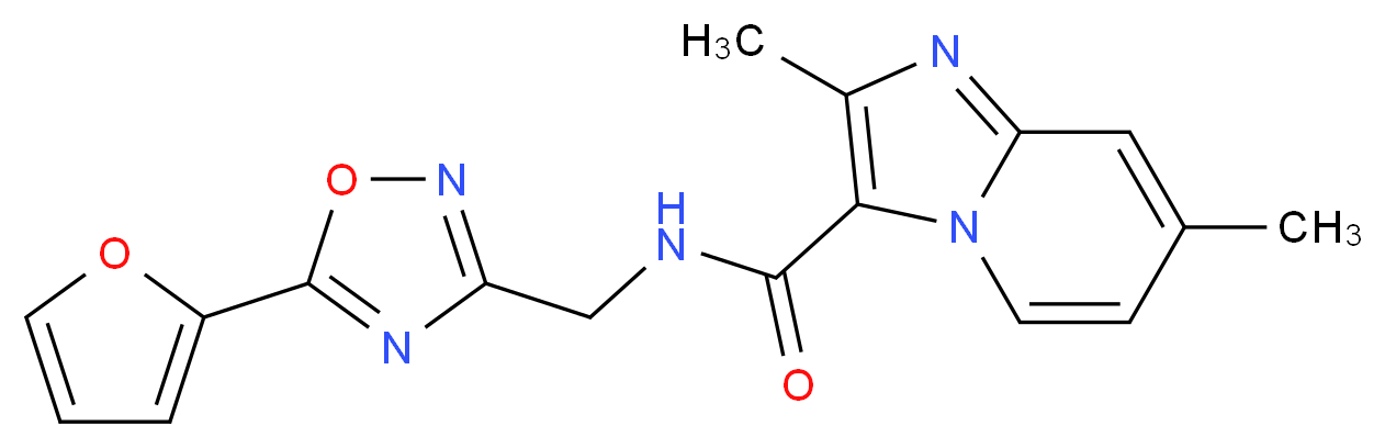 N-{[5-(2-furyl)-1,2,4-oxadiazol-3-yl]methyl}-2,7-dimethylimidazo[1,2-a]pyridine-3-carboxamide_分子结构_CAS_)