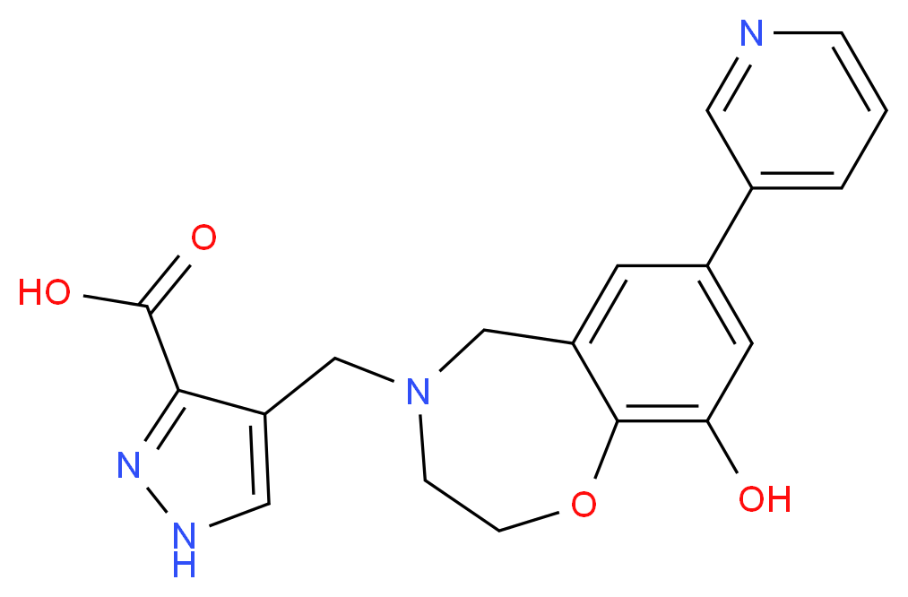 4-[(9-hydroxy-7-pyridin-3-yl-2,3-dihydro-1,4-benzoxazepin-4(5H)-yl)methyl]-1H-pyrazole-3-carboxylic acid_分子结构_CAS_)