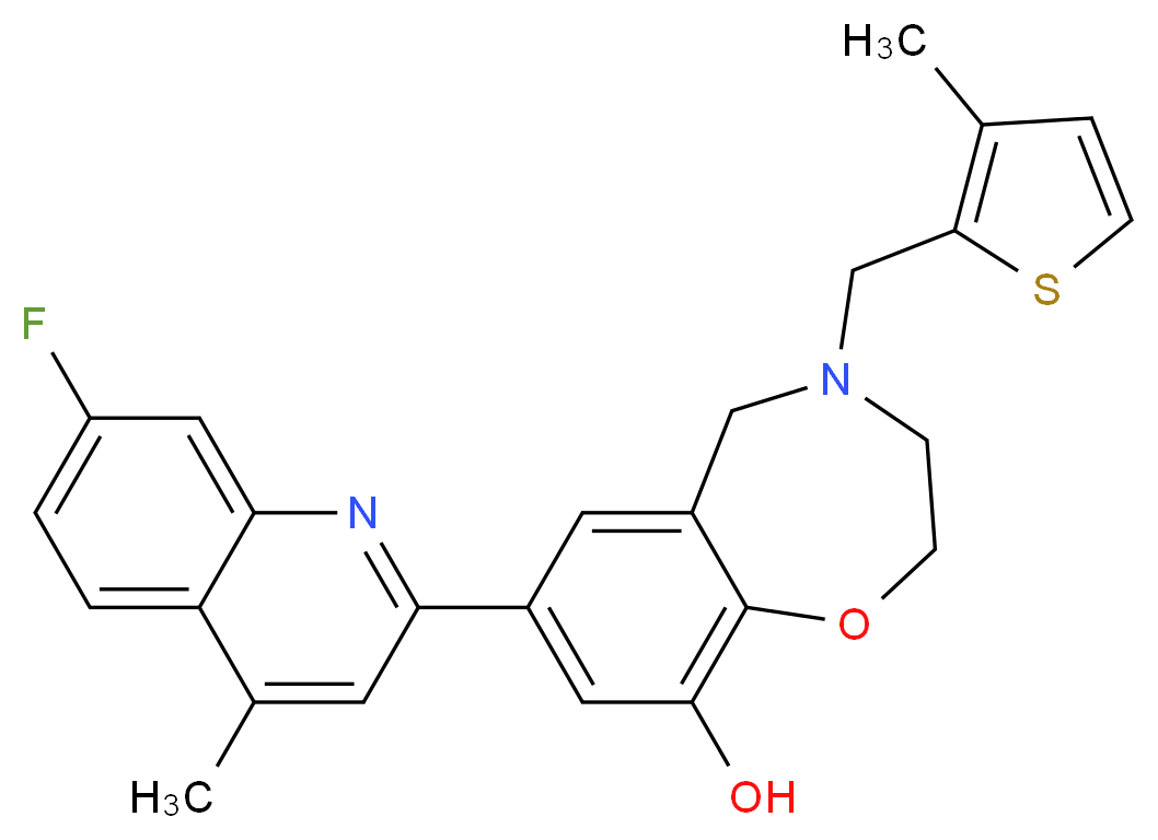 7-(7-fluoro-4-methyl-2-quinolinyl)-4-[(3-methyl-2-thienyl)methyl]-2,3,4,5-tetrahydro-1,4-benzoxazepin-9-ol_分子结构_CAS_)