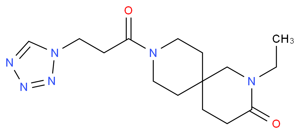 2-ethyl-9-[3-(1H-tetrazol-1-yl)propanoyl]-2,9-diazaspiro[5.5]undecan-3-one_分子结构_CAS_)