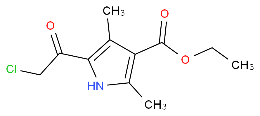 ethyl 5-(2-chloroacetyl)-2,4-dimethyl-1H-pyrrole-3-carboxylate_分子结构_CAS_950-86-7