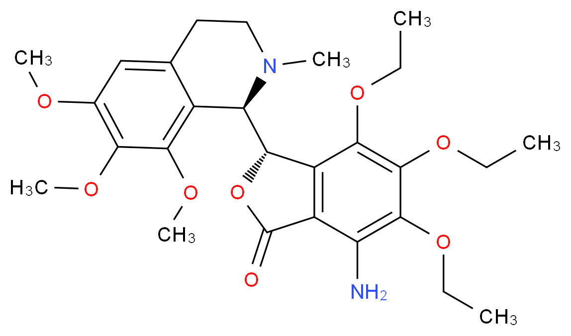 (3S)-7-amino-4,5,6-triethoxy-3-[(1R)-6,7,8-trimethoxy-2-methyl-1,2,3,4-tetrahydroisoquinolin-1-yl]-1,3-dihydro-2-benzofuran-1-one_分子结构_CAS_121029-11-6