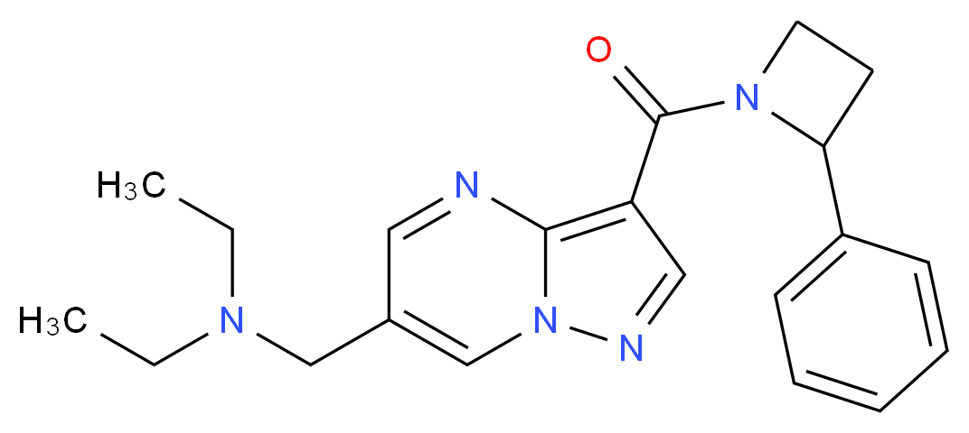 N-ethyl-N-({3-[(2-phenylazetidin-1-yl)carbonyl]pyrazolo[1,5-a]pyrimidin-6-yl}methyl)ethanamine_分子结构_CAS_)