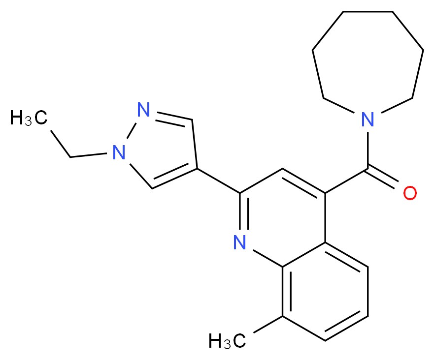 4-(azepan-1-ylcarbonyl)-2-(1-ethyl-1H-pyrazol-4-yl)-8-methylquinoline_分子结构_CAS_)