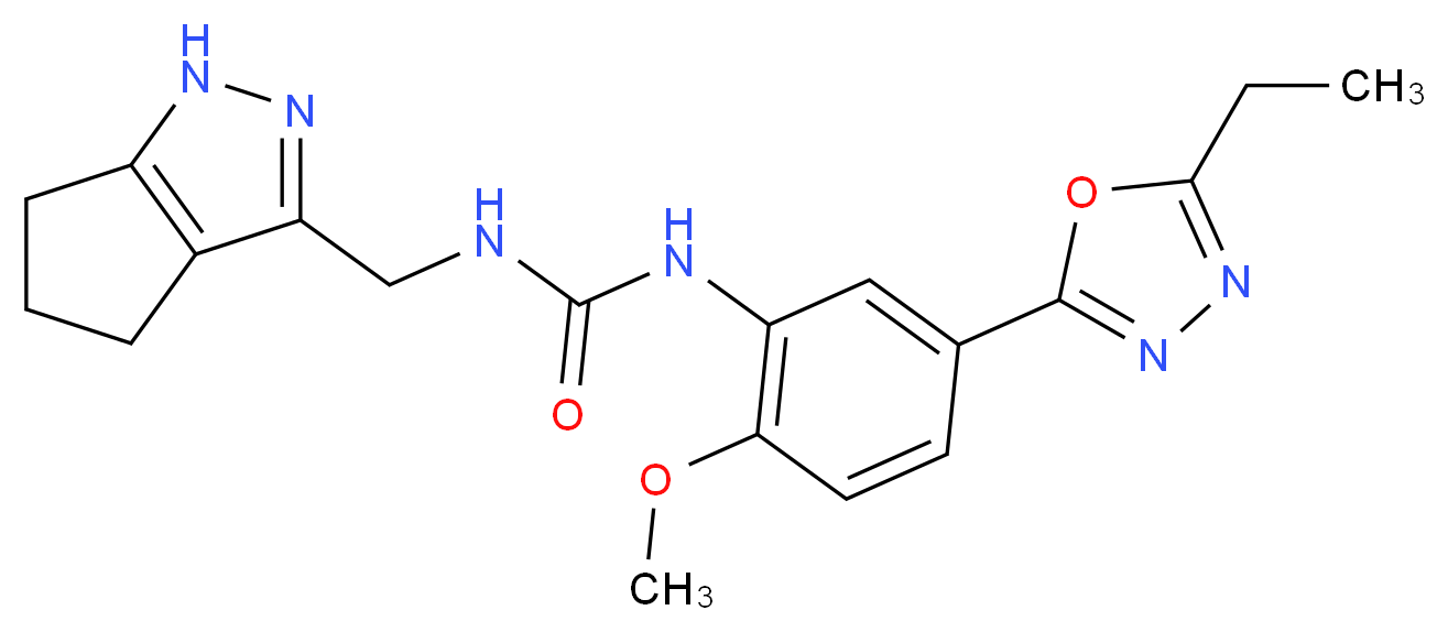 N-[5-(5-ethyl-1,3,4-oxadiazol-2-yl)-2-methoxyphenyl]-N'-(1,4,5,6-tetrahydrocyclopenta[c]pyrazol-3-ylmethyl)urea_分子结构_CAS_)