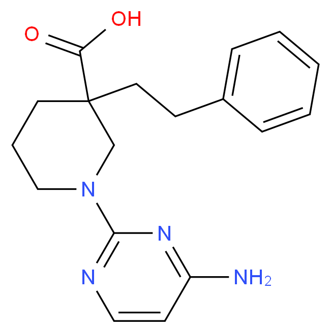 1-(4-aminopyrimidin-2-yl)-3-(2-phenylethyl)piperidine-3-carboxylic acid_分子结构_CAS_)