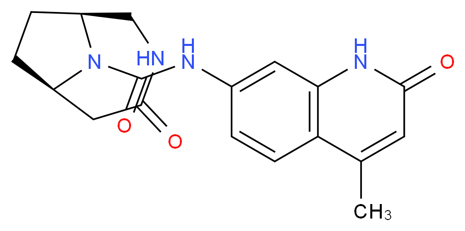 (1S*,6R*)-N-(4-methyl-2-oxo-1,2-dihydroquinolin-7-yl)-4-oxo-3,9-diazabicyclo[4.2.1]nonane-9-carboxamide_分子结构_CAS_)