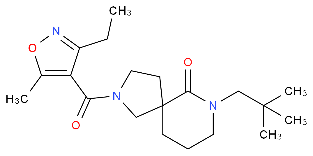 7-(2,2-dimethylpropyl)-2-[(3-ethyl-5-methyl-4-isoxazolyl)carbonyl]-2,7-diazaspiro[4.5]decan-6-one_分子结构_CAS_)