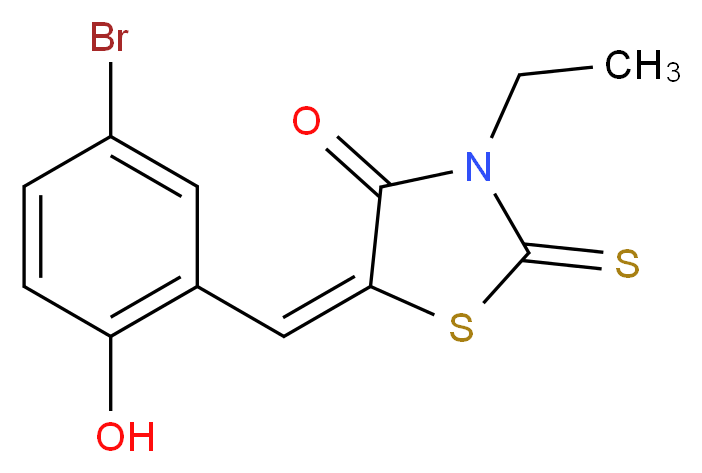 (5E)-5-[(5-bromo-2-hydroxyphenyl)methylidene]-3-ethyl-2-sulfanylidene-1,3-thiazolidin-4-one_分子结构_CAS_313470-10-9