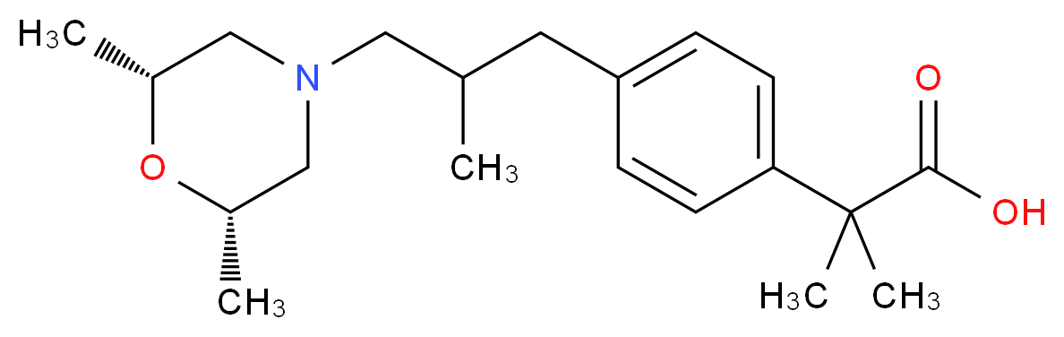 2-(4-{3-[(2R,6S)-2,6-dimethylmorpholin-4-yl]-2-methylpropyl}phenyl)-2-methylpropanoic acid_分子结构_CAS_121098-45-1