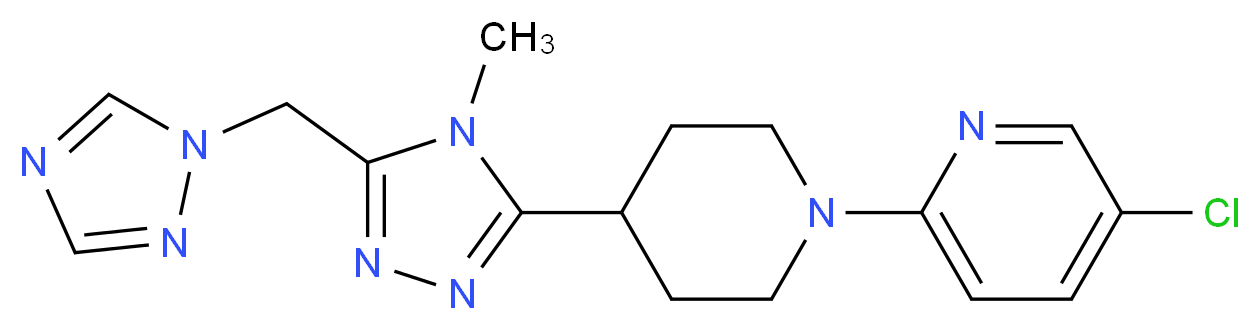 5-chloro-2-{4-[4-methyl-5-(1H-1,2,4-triazol-1-ylmethyl)-4H-1,2,4-triazol-3-yl]piperidin-1-yl}pyridine_分子结构_CAS_)
